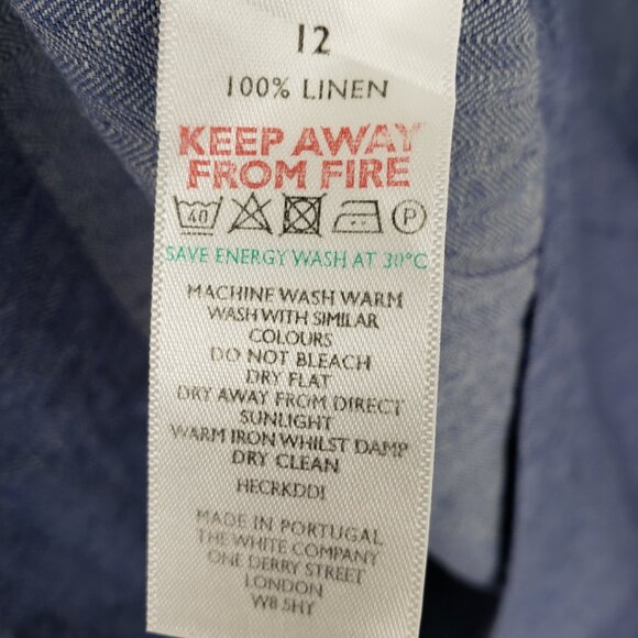 The White Company Linen Shift Dress 8 Short Sleeves Pockets Chambray Blue - Picture 7 of 7